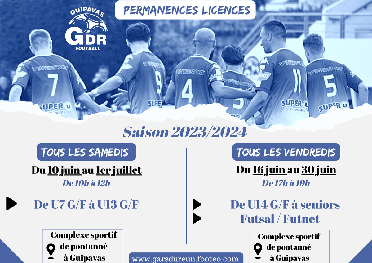 Actualité PERMANENCES LICENCES SAISON 2023 2024 club Football