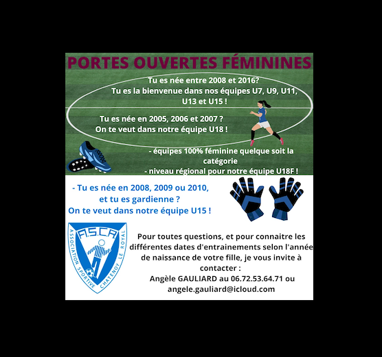 Actualité PORTES OUVERTES FÉMININES club Football AS CHATENOY LE