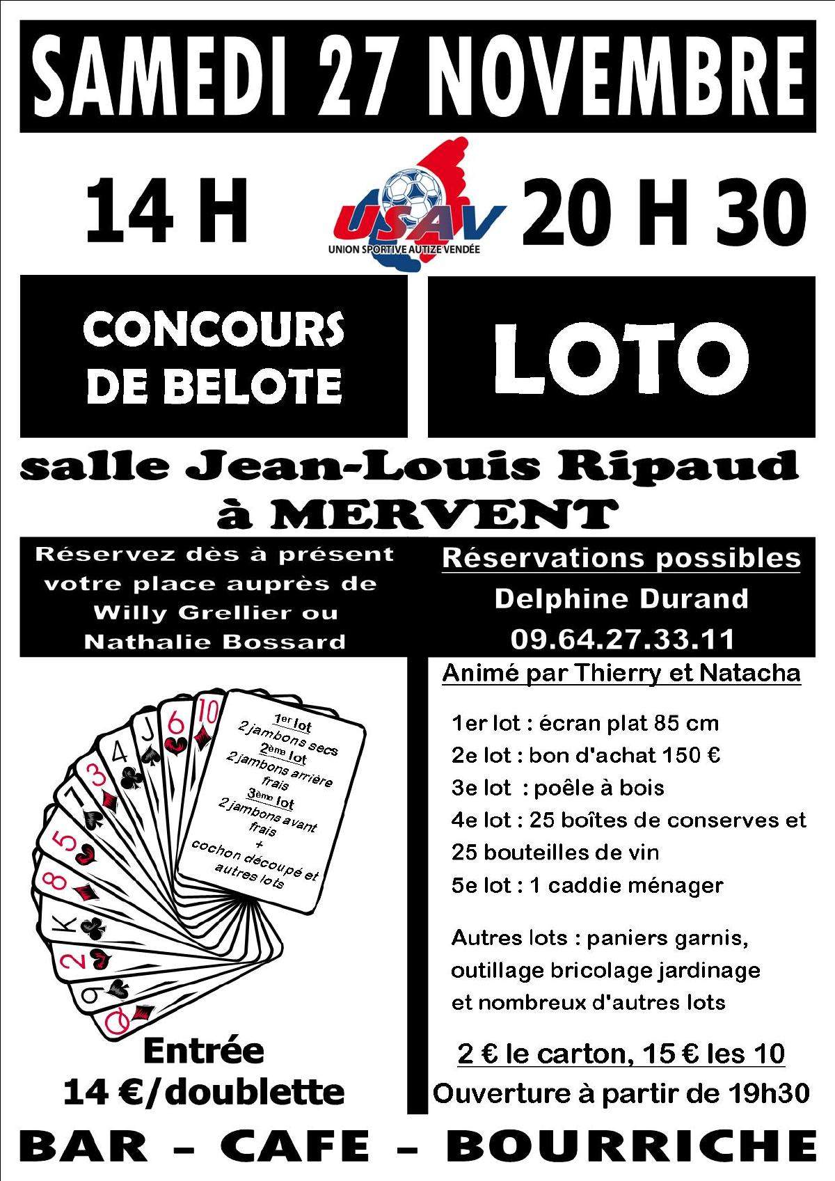 Actualité - Concours de belote et loto de l'USAV - club Football UNION ...