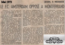 FC AMSTERDAM  contre MONTFERRAND à MESSEIX en Mai 1973 - U.S.MESSEIX