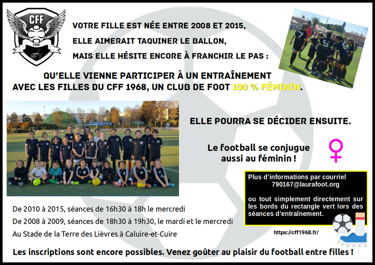 Actualite Viens Participer A Une Seance Club Football Caluire Football Feminin 1968 Footeo