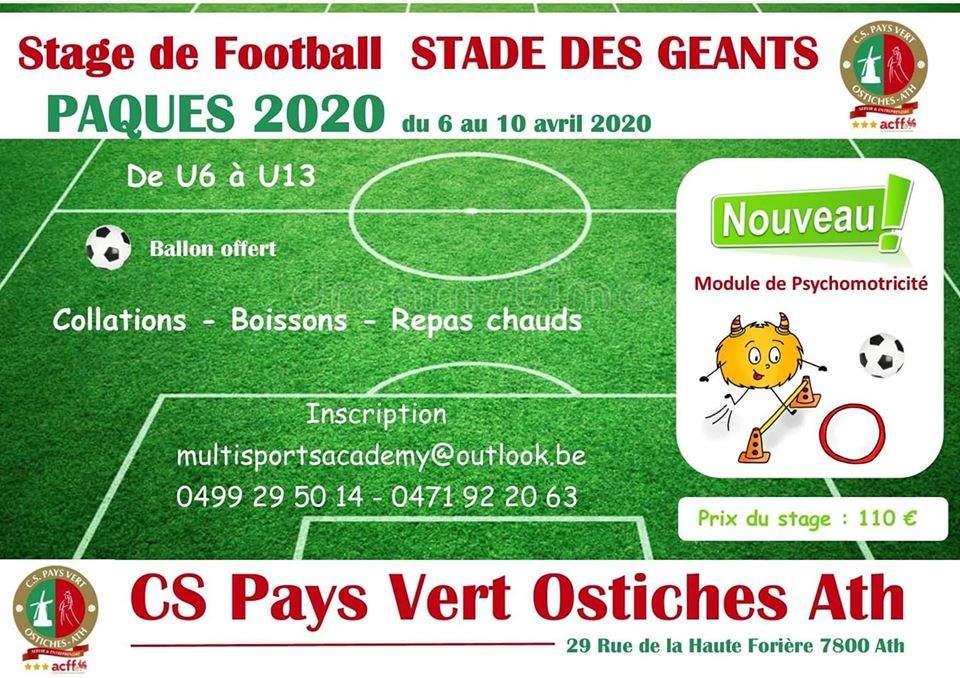 Actualité Stage De Pâques Club Football Cs Pays Vert Ostiches Ath Footeo 1771