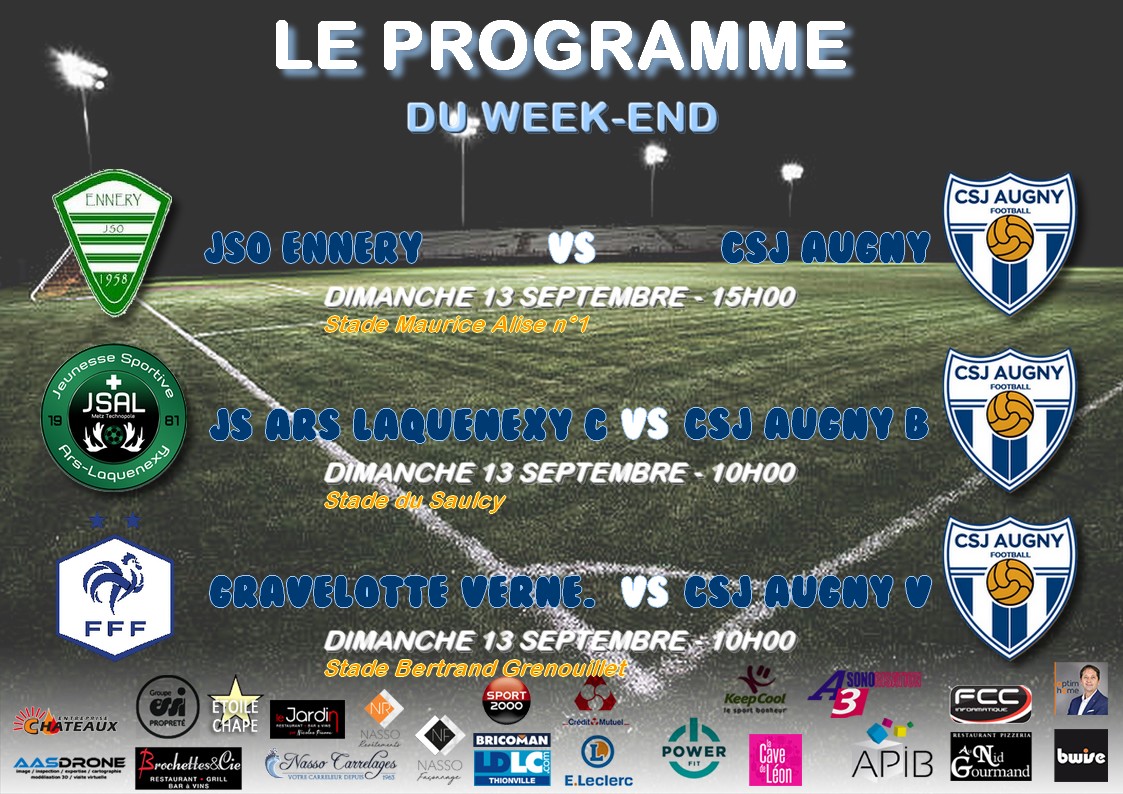 Actualité - Matchs du Weekend - 13/09/2020 - club Football CSJ Augny ...