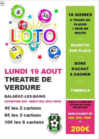 Actualité - Loto des 100 ans du Stade Balarucois - club Football STADE ...