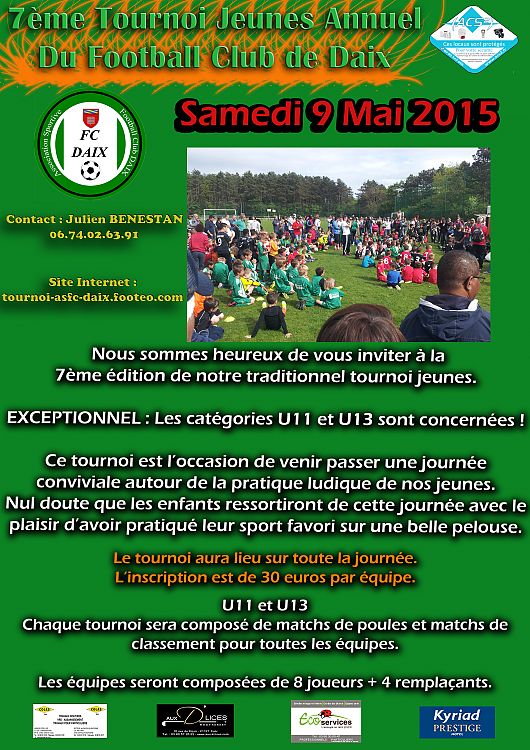 Affiche du Tournoi U11/U13 tournoi Football Tournoi U7/U9 Footeo