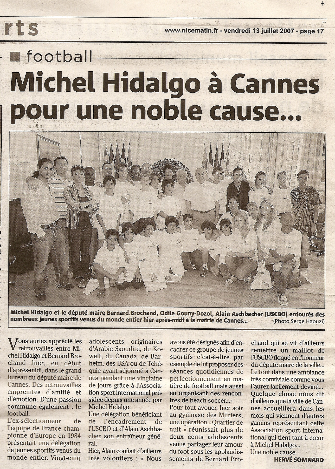 NICE MATIN 13-07-2007 L'USCBO et Michel HIDALGO